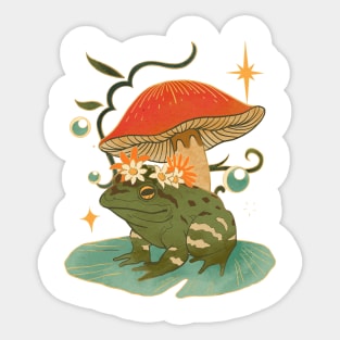 Toad Mushroom Frog Vintage cottagecore distressed Sticker